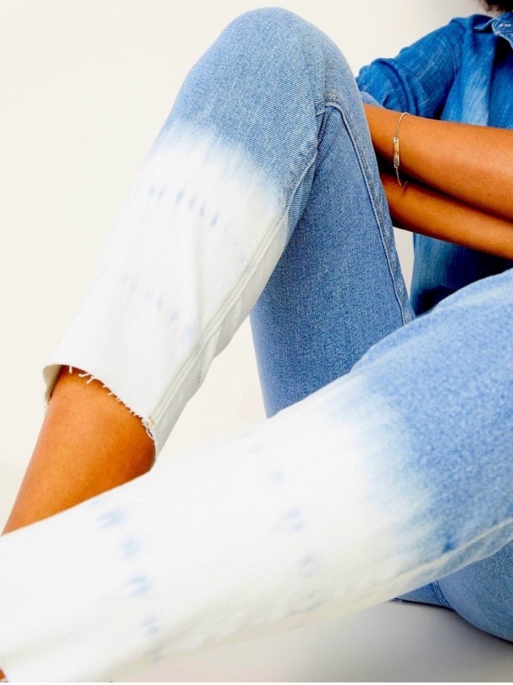 Old Navy Light Blue & White Dip-Dye Skinny Jeans